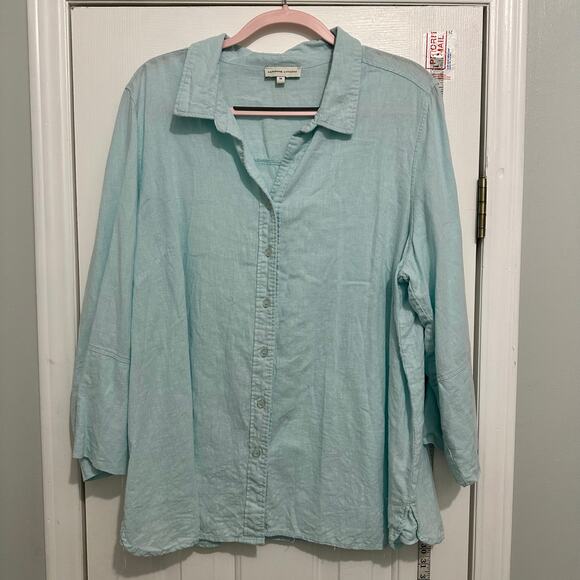 Adrienne Vittadini Linen blend Button Down blouse plus size 1x cruise wear - Picture 1 of 8